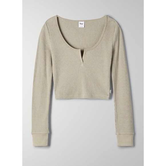 ARITZIA TNA Gd Dry Basil Green Thermal Scoopneck Long-sleeve - Picture 2 of 7
